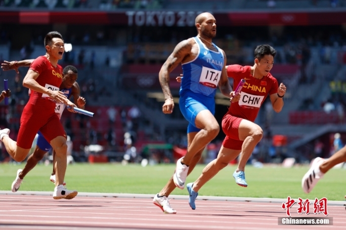 脚下生风！东京奥运会中国男子4x100接力晋级决赛