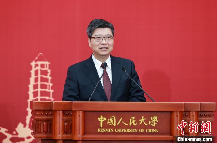 中国人民大学校长林尚立发言。　主办方供图