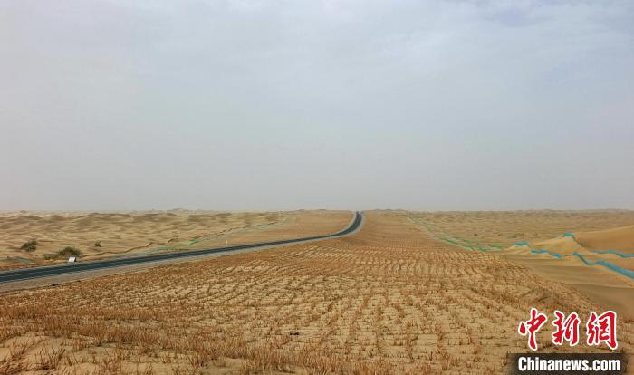 图昆沙漠公路工程项目是第条新疆公路网的重要组成部分，对于促进南疆经济发展具有重要意义。塔克　史玉江 摄