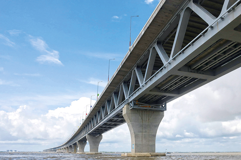 中企承建的孟加拉国帕德玛大桥(2022 年 6 月 25 日摄)摄影  瞭望