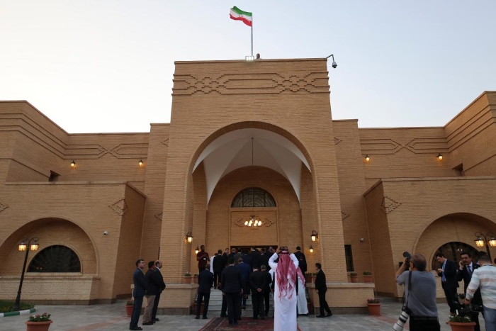这是6月6日在沙特阿拉伯利雅得拍摄的伊朗驻沙特阿拉伯大使馆