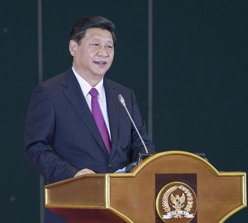 2013年10月3日，中国国家主席习近平在印度尼西亚国会发表演讲时首次提出共同建设21世纪“海上丝绸之路”的倡议。新华社记者 王晔 摄