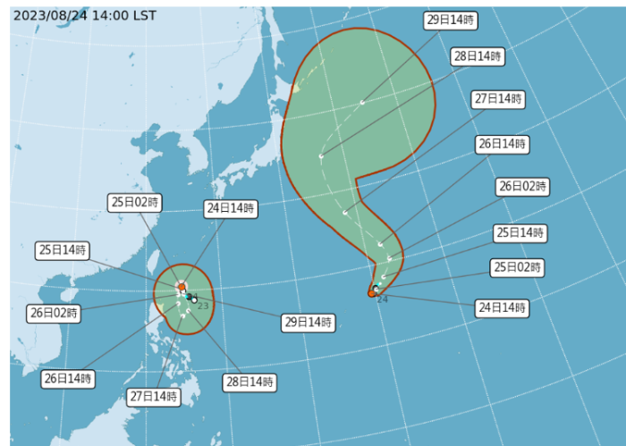 台风“苏拉”、TD11的未来路径