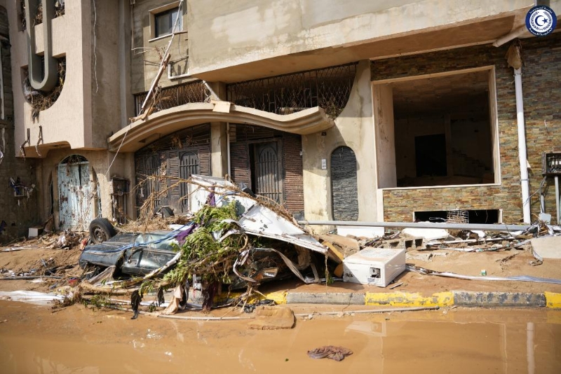 这是9月11日在利比亚东部城市德尔纳拍摄的洪水过后的景象。新华社发