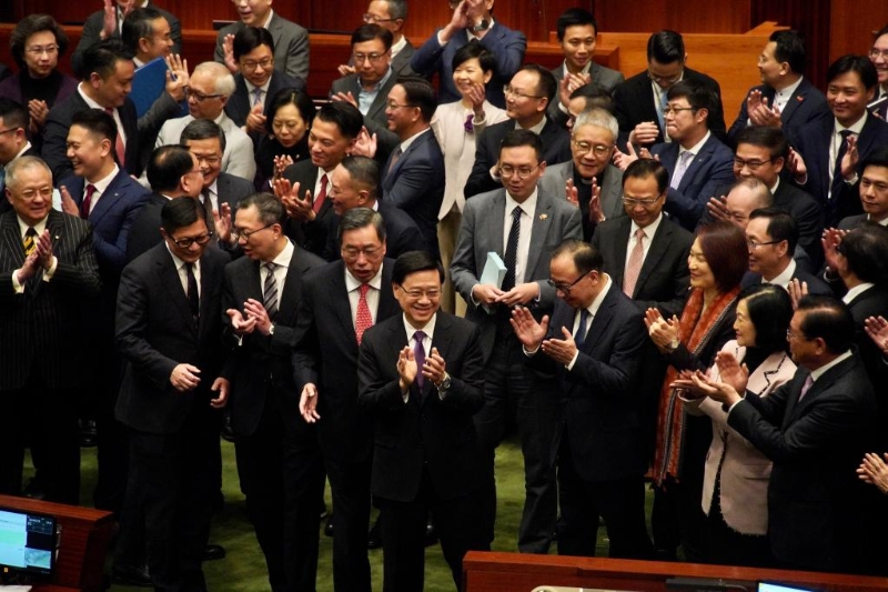 2024年3月19日，香港特区立法会全票通过《维护国家安全条例》。（图源：新华社）
